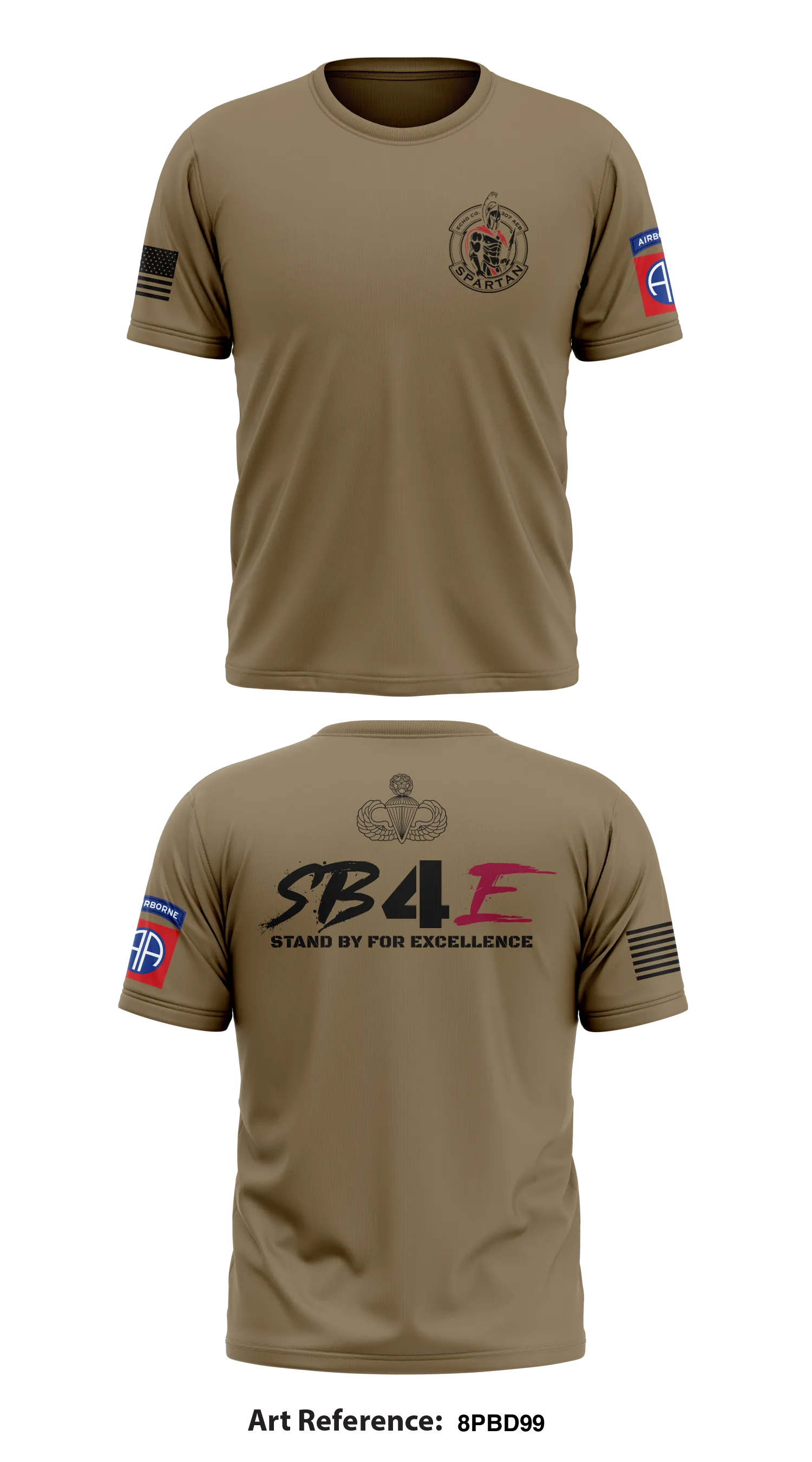 Echo Company “Spartans”, 307th AEB Store 1 Core Men's SS Performance Tee - 8pbD99
