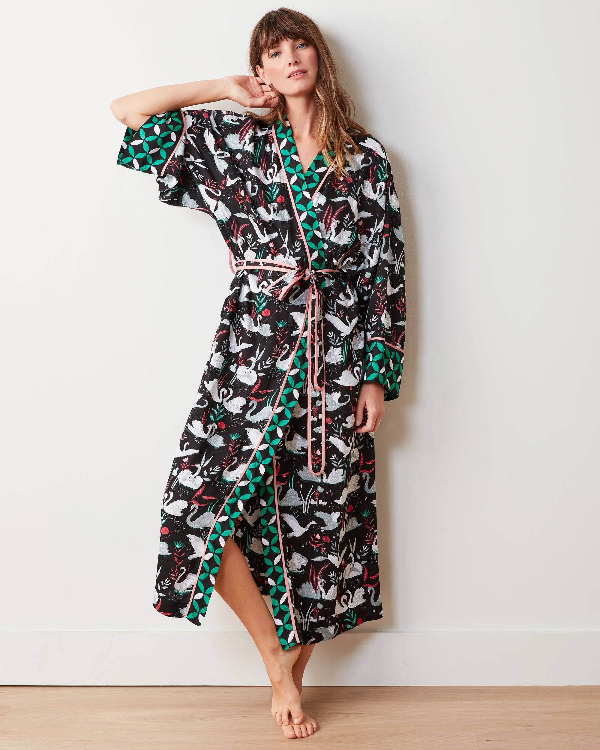 Enchanted Swans - Satin Wildest Dreams & Robe Set - Starless Sky