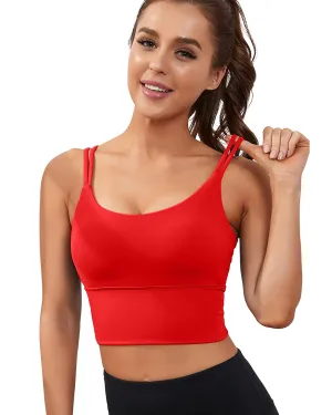 Everrysea Longline Sports Bra for Women Padded Workout Tank Tops Built in Bras Strappy Yoga Corp Top Camisole