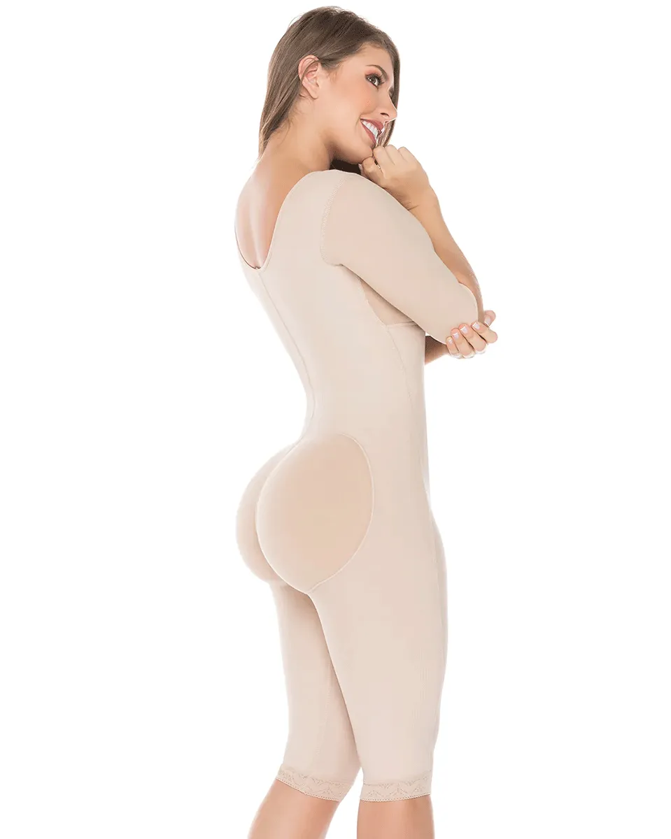 Fajas Salome Post-Op Bodysuit Full Body Shaper for Women Tummy Control Butt Lifter Knee Length Shapewear with Sleeves