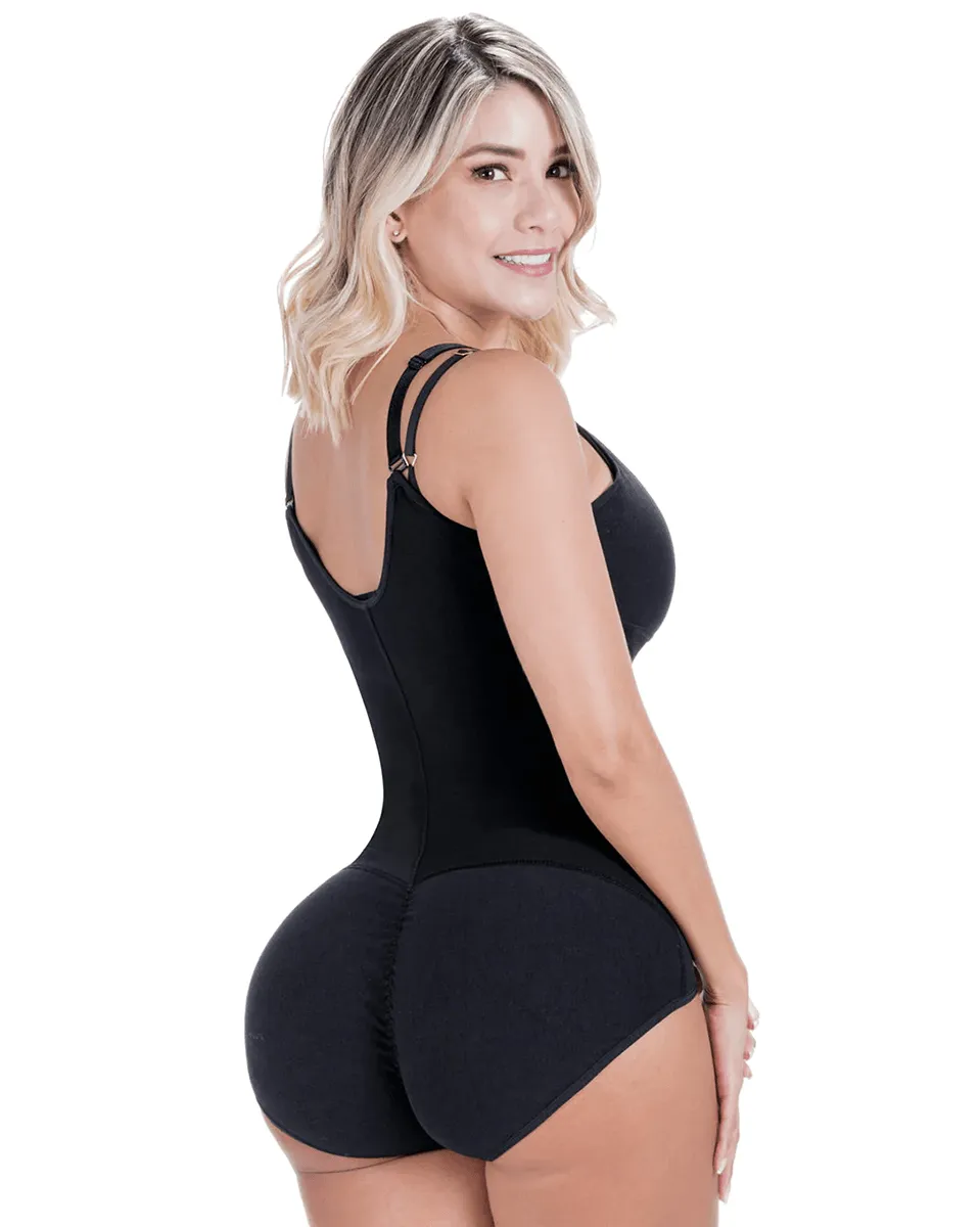 Fajas Sonryse Postpartum Faja after Tummy Tuck Post-Op Open Bust Panty Shapewear Bodysuit Powernet - Mocha/Beige/Black