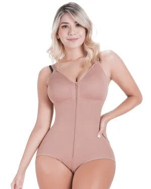 Fajas Sonryse Postpartum Faja after Tummy Tuck Post-Op Open Bust Panty Shapewear Bodysuit Powernet - Mocha/Beige/Black