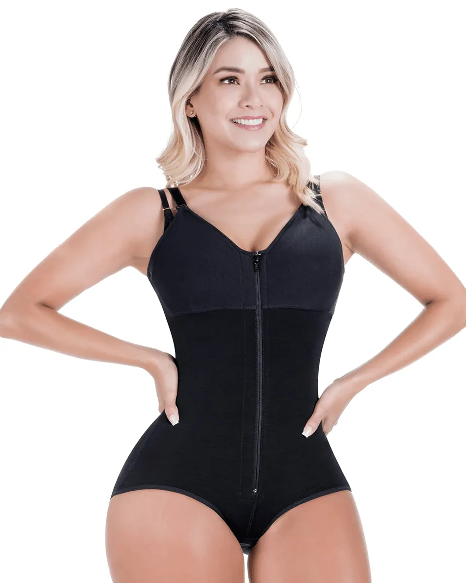 Fajas Sonryse Postpartum Faja after Tummy Tuck Post-Op Open Bust Panty Shapewear Bodysuit Powernet - Mocha/Beige/Black