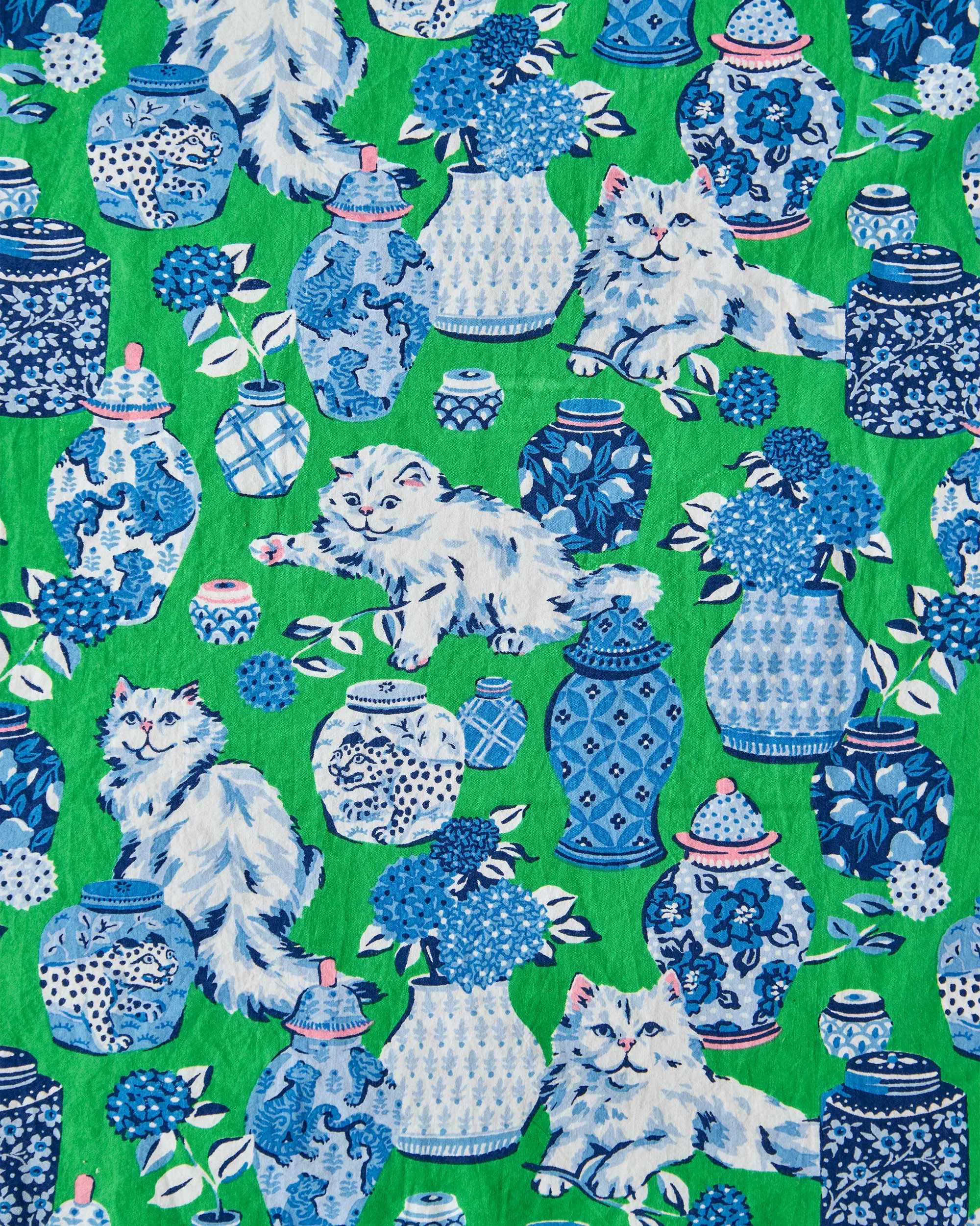 Fancy Cat - Long PJ Set - Green Juice
