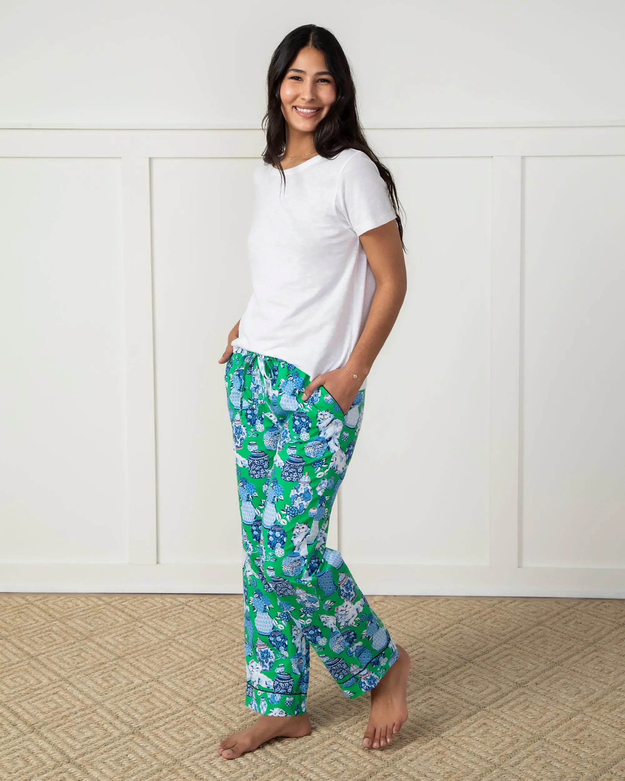 Fancy Cat - PJ Pants - Green Juice