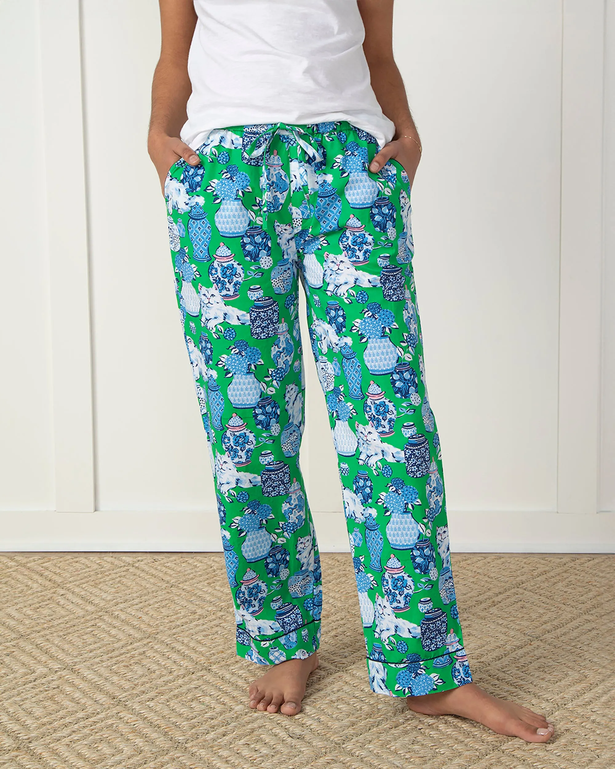 Fancy Cat - PJ Pants - Green Juice