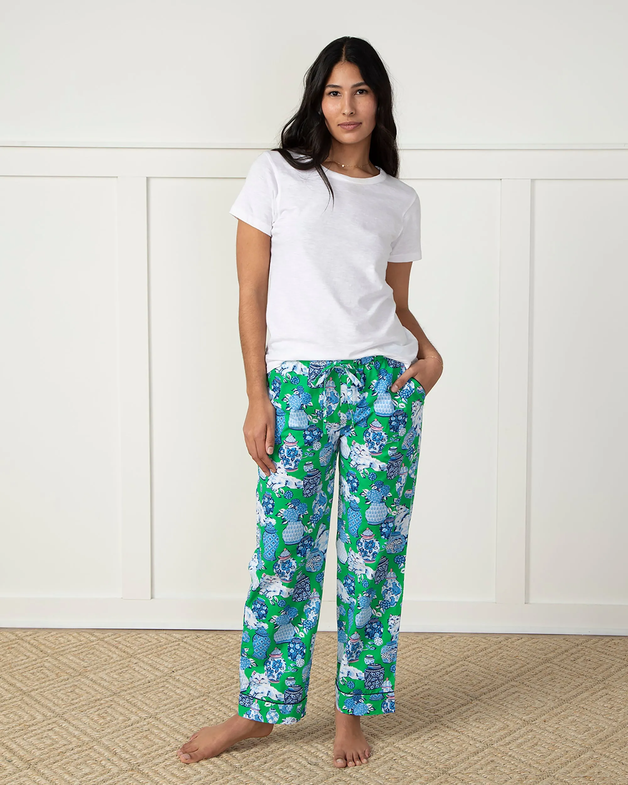 Fancy Cat - PJ Pants - Green Juice
