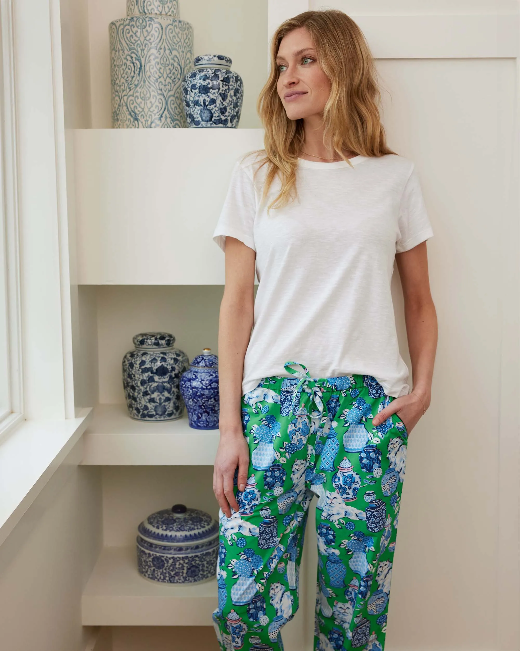 Fancy Cat - PJ Pants - Green Juice