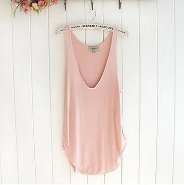 Fashion Woman Vest Amazing Lady Sleeveless V-Neck Candy Color Vest Loose Tank Tops