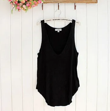 Fashion Woman Vest Amazing Lady Sleeveless V-Neck Candy Color Vest Loose Tank Tops