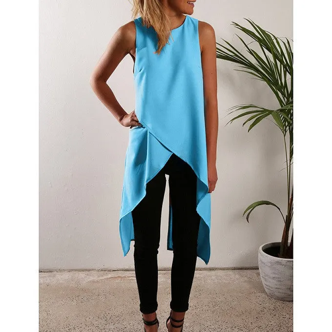 Fashion Women Ladies Casual Sleeveless Vest Shirt Long Tops Dress