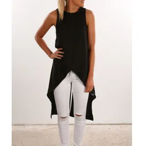 Fashion Women Ladies Casual Sleeveless Vest Shirt Long Tops Dress