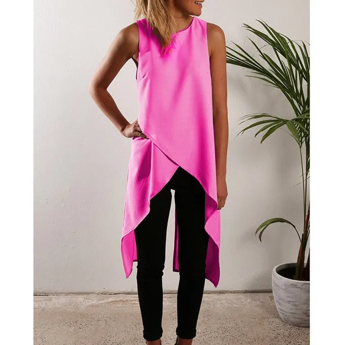 Fashion Women Ladies Casual Sleeveless Vest Shirt Long Tops Dress
