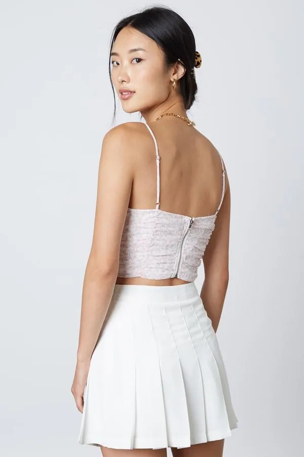 Floral Ruch Key Hole Crop Top