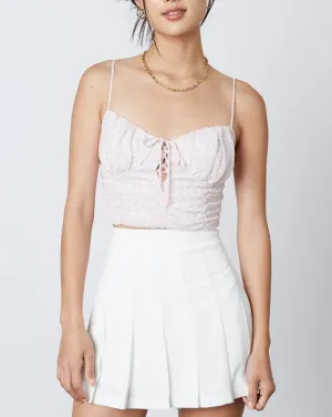 Floral Ruch Key Hole Crop Top