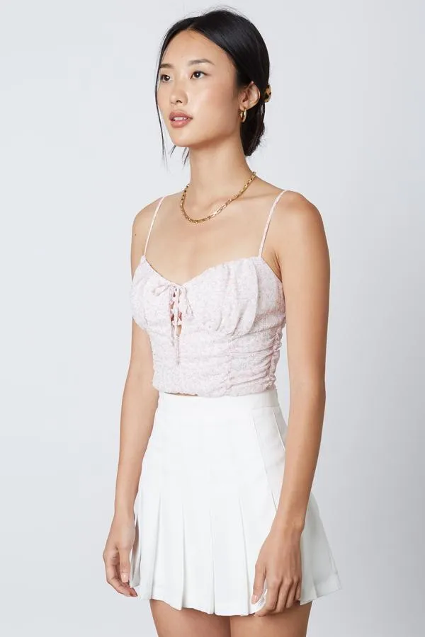 Floral Ruch Key Hole Crop Top