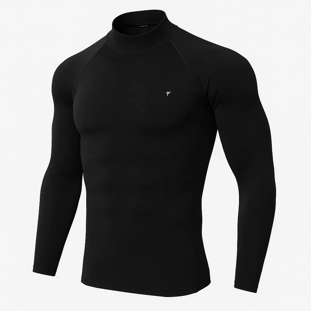 Full Sleeve Black Mock Neck Compression Tee