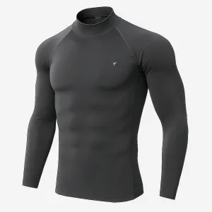 Full Sleeve Grey Mock Neck Compression Tee