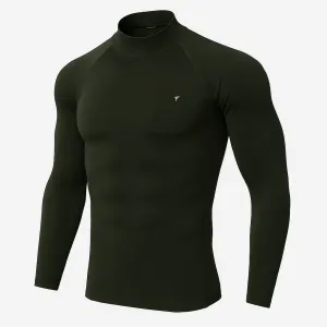 Full Sleeve Olive Mock Neck Compression Tee
