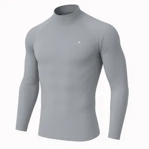 Full Sleeve Steel Grey Mock Neck Compression Tee