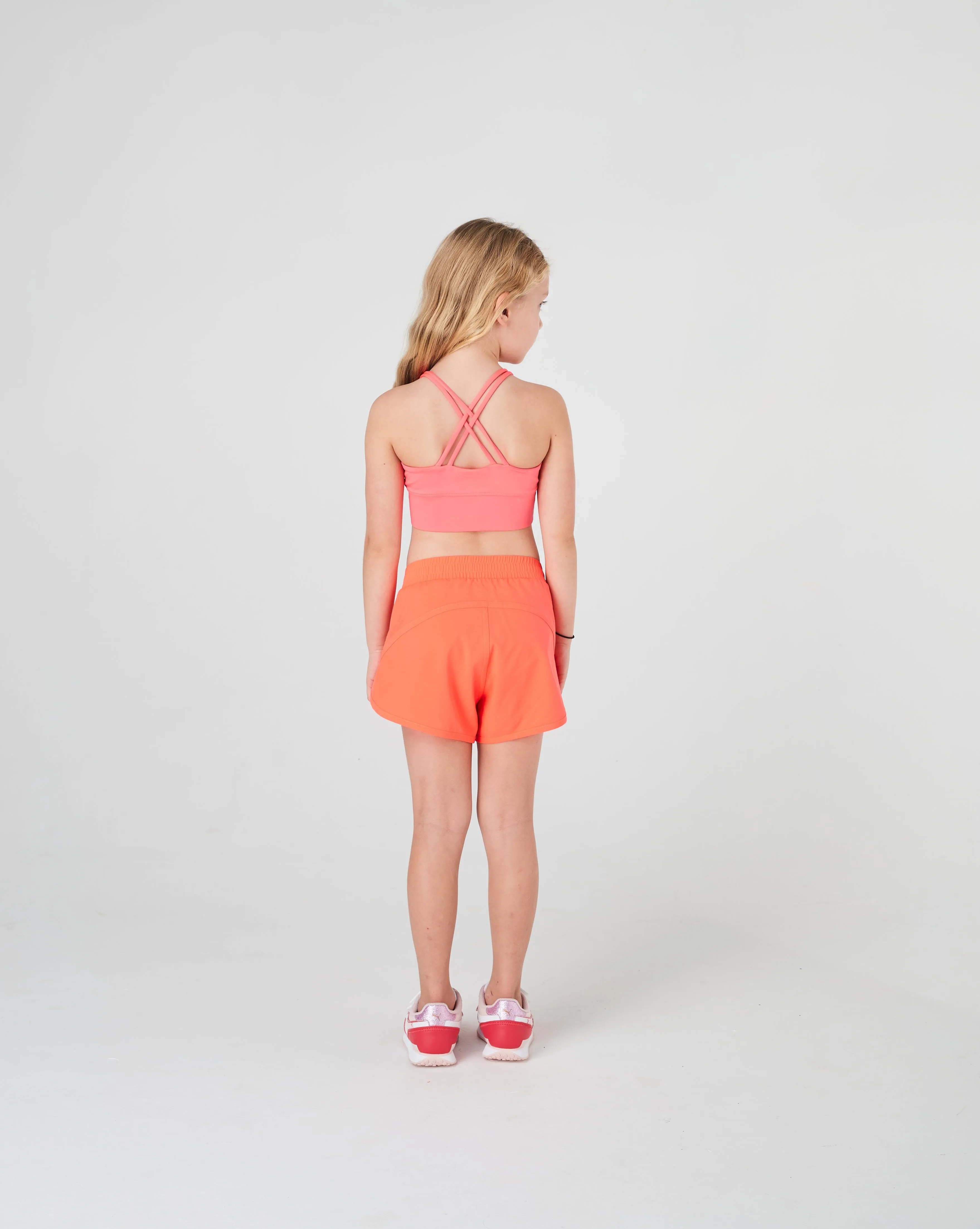 Girls Neon Orange Recycled Fibre Shorts with Internal Brief