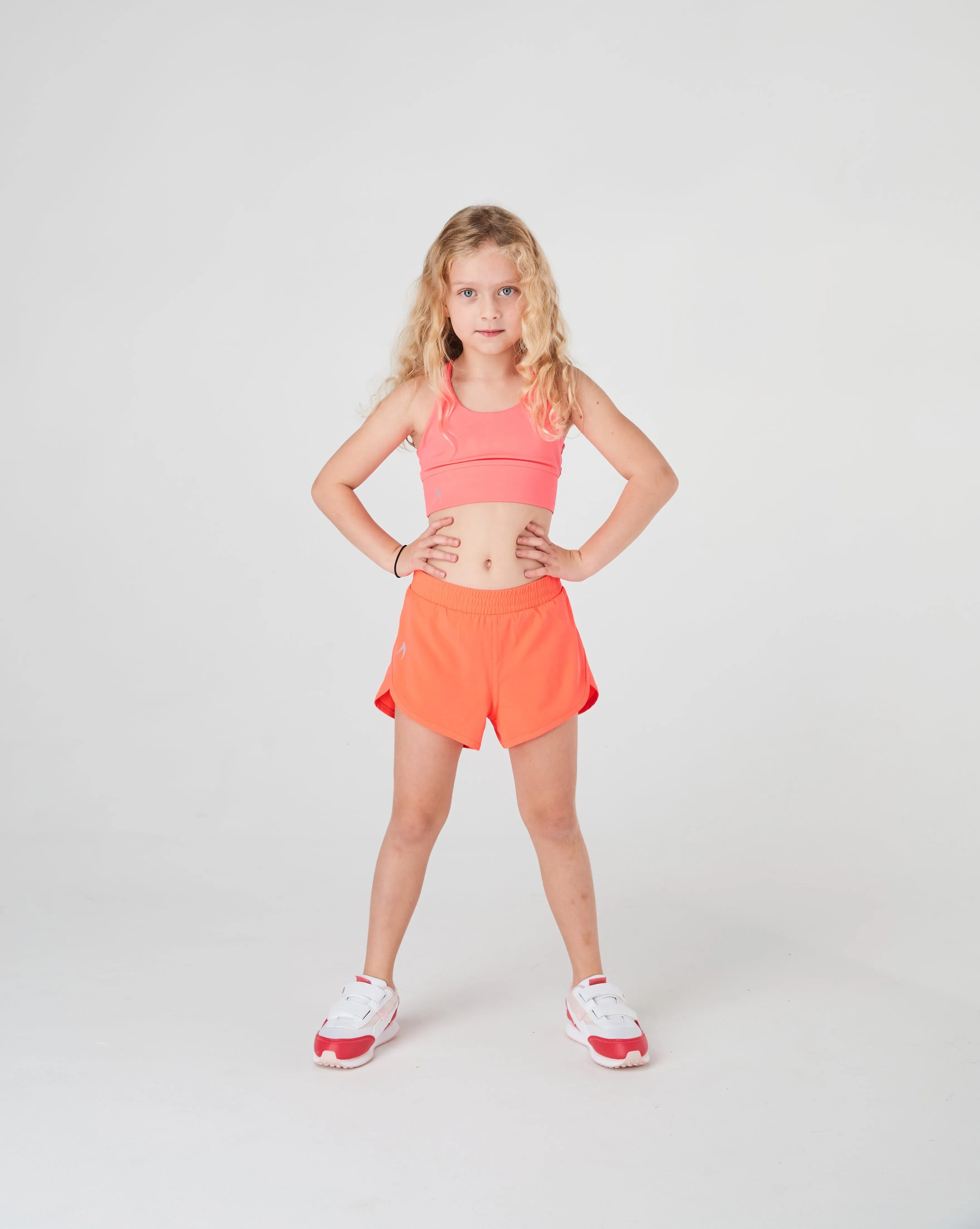 Girls Neon Orange Recycled Fibre Shorts with Internal Brief