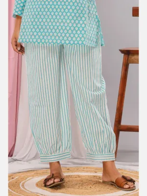 Gold printed Aqua Pure Cotton Patiyala Pants