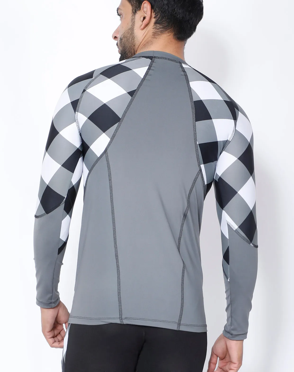 Grey & White Diagonal Full Sleeve Compression