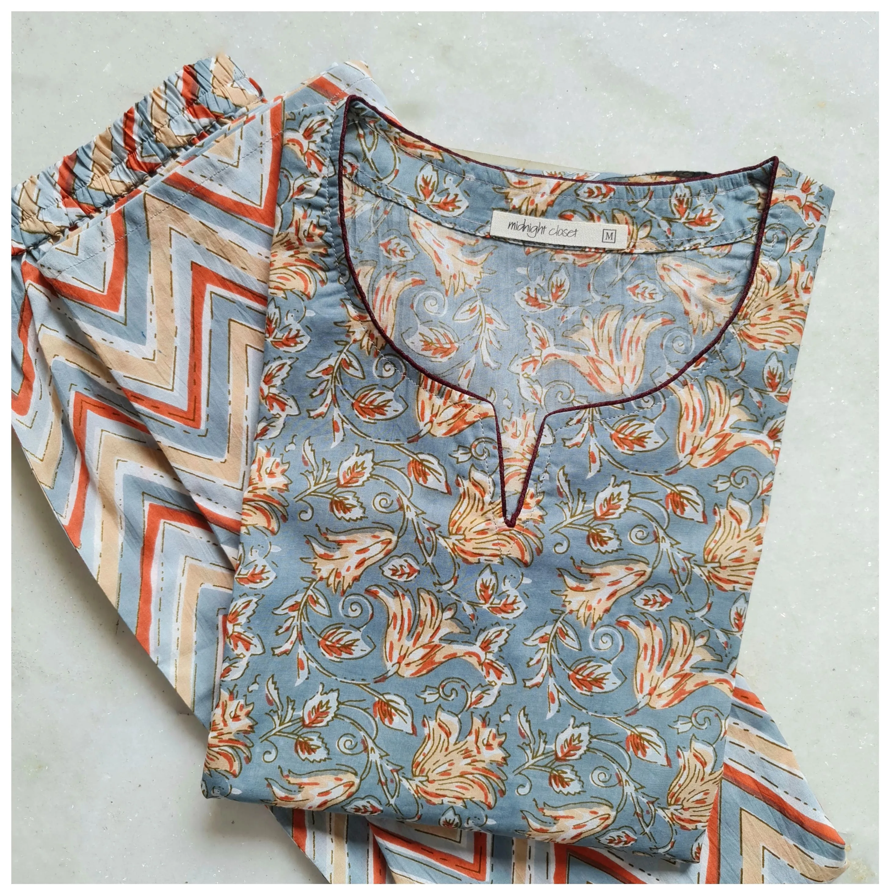 Grey orange co-ord loungewear set