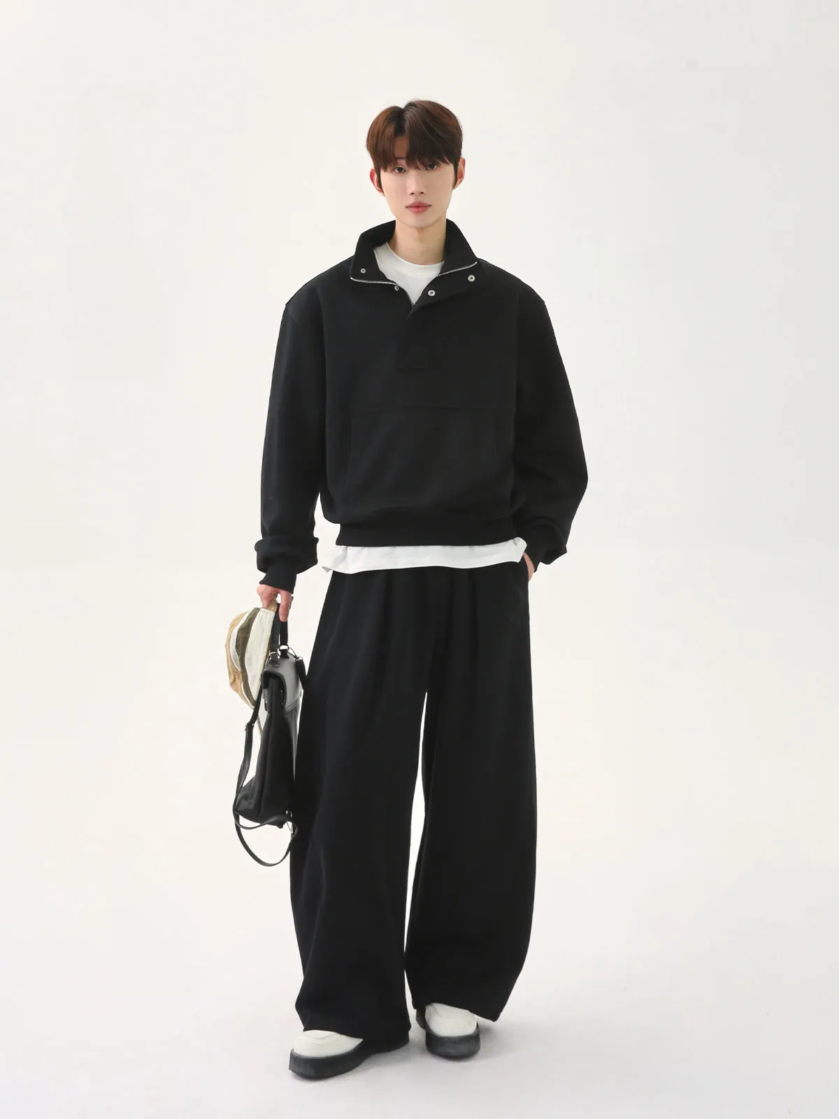Half Button Sweat Top / Wide Sweat Pants CBJ0107