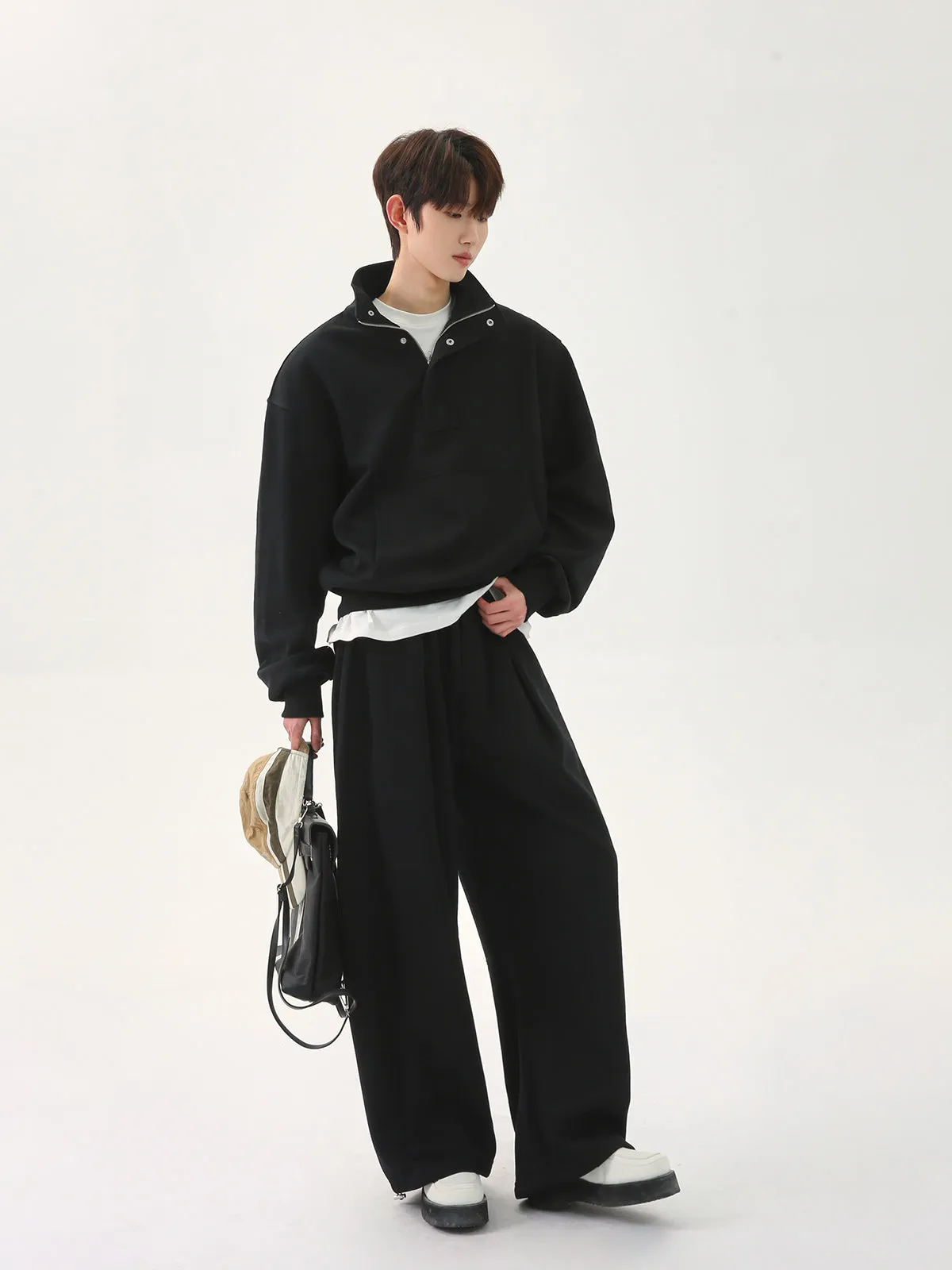 Half Button Sweat Top / Wide Sweat Pants CBJ0107