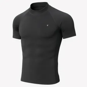 Half Sleeve Grey Mock Neck Compression Tee