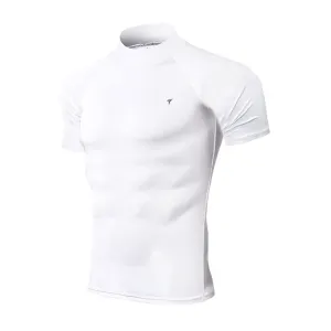 Half Sleeve White Mock Neck Compression Tee