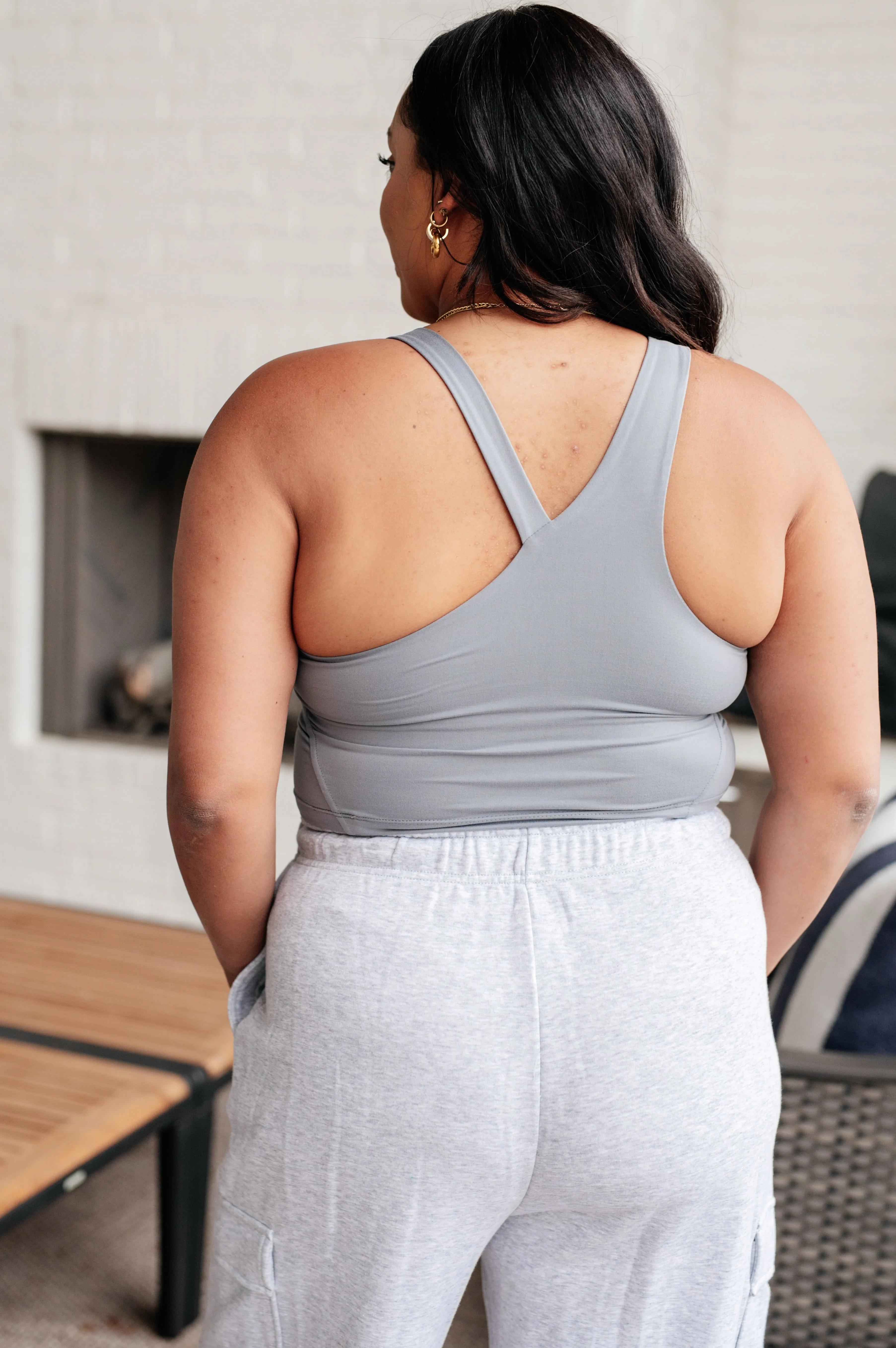 Hazel Blues® |  Doing it For Me Asymmetrical Tank in Rhino Grey