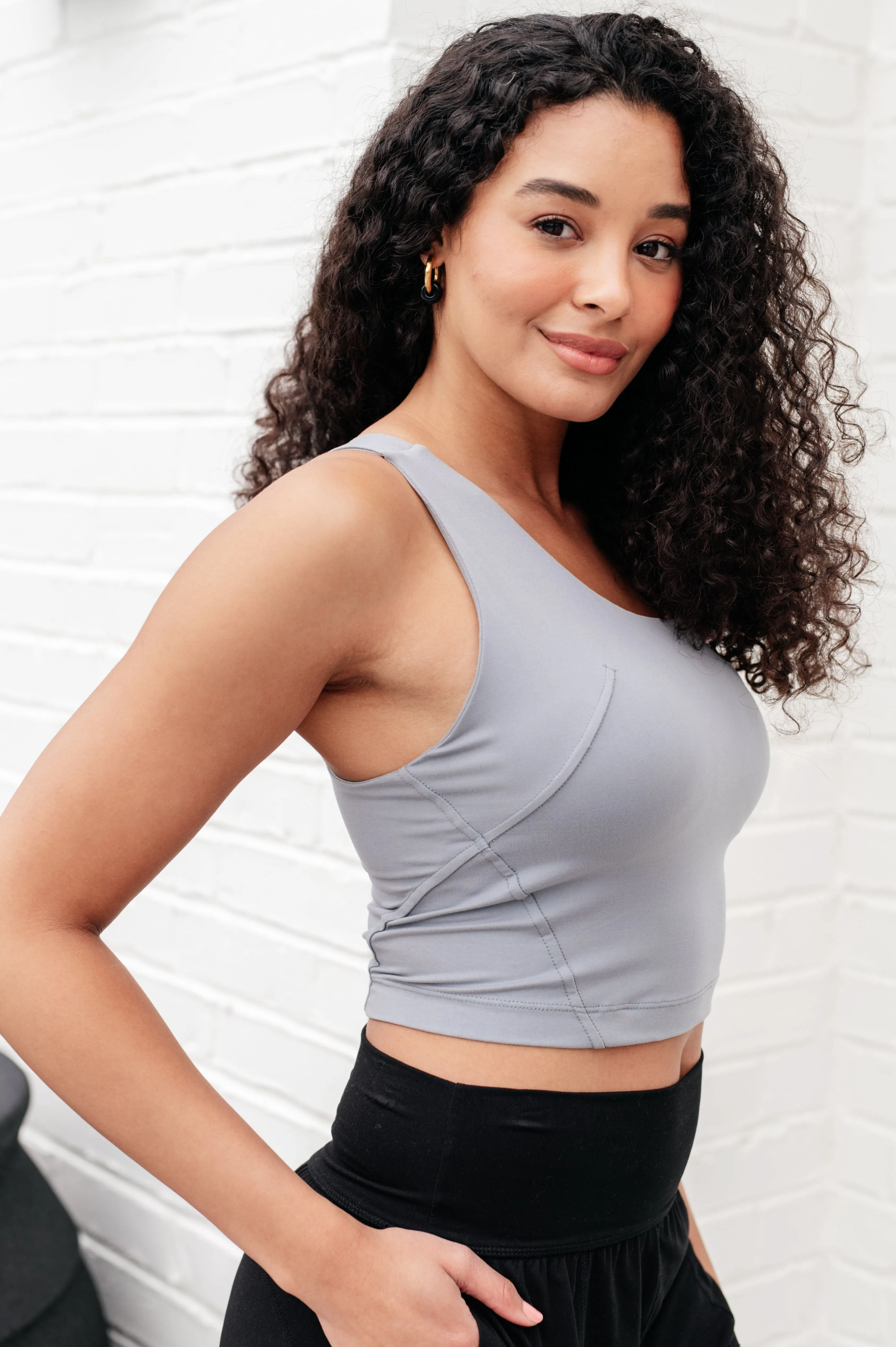 Hazel Blues® |  Doing it For Me Asymmetrical Tank in Rhino Grey