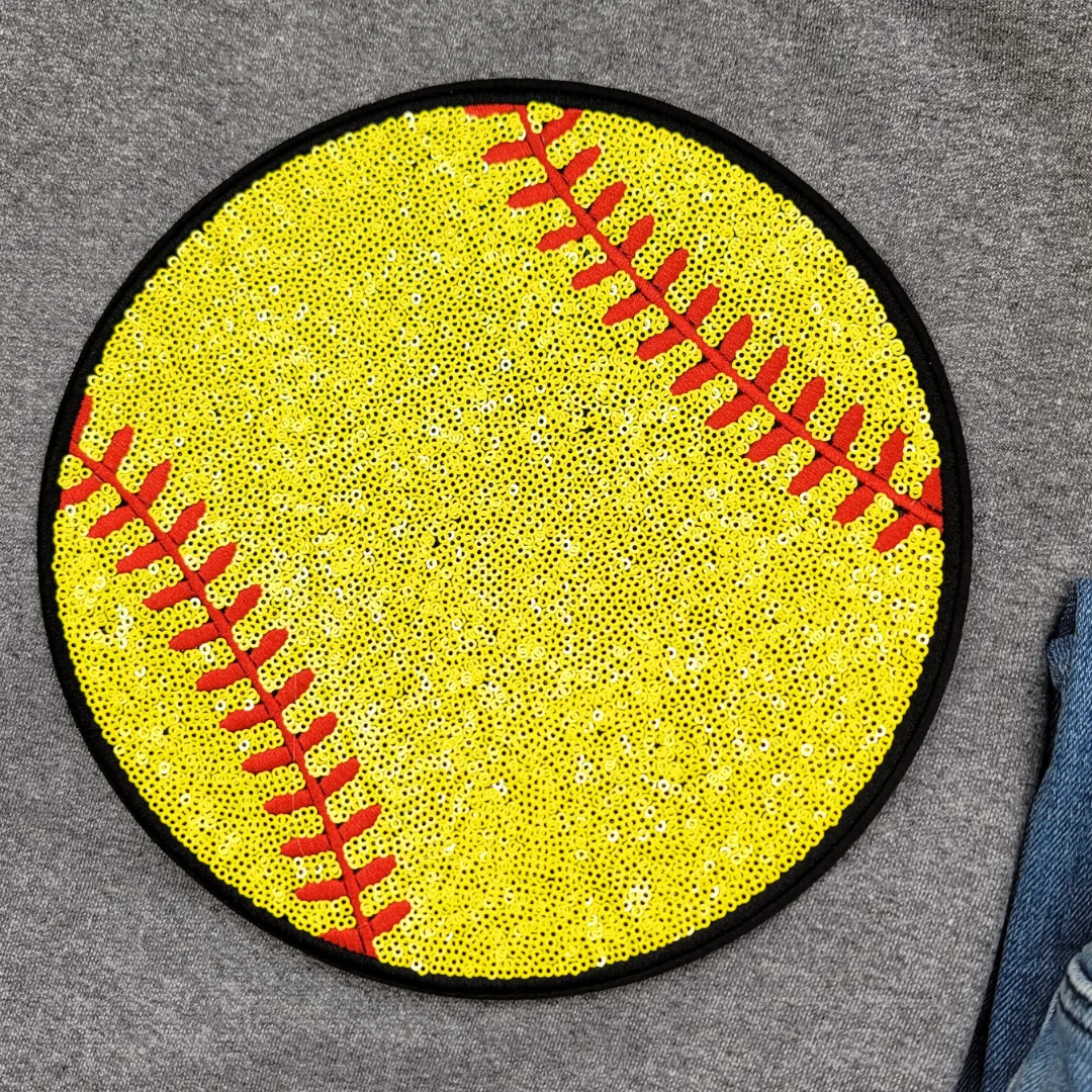 Hazel Blues® |  Large Softball Sequin Patch Tee