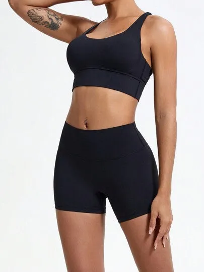 High-Waist Yoga Sports Shorts – Breathable, Stretchy Workout & Cycling Bottoms