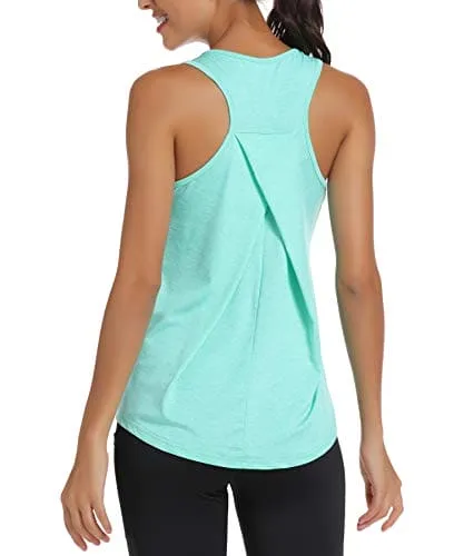 HLXFHB Workout Tank Tops for Women Gym Exercise Athletic Yoga Tops Racerback Sports Shirts Green