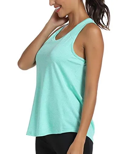 HLXFHB Workout Tank Tops for Women Gym Exercise Athletic Yoga Tops Racerback Sports Shirts Green