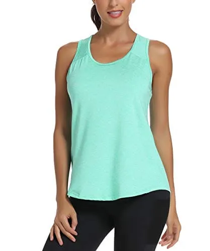 HLXFHB Workout Tank Tops for Women Gym Exercise Athletic Yoga Tops Racerback Sports Shirts Green