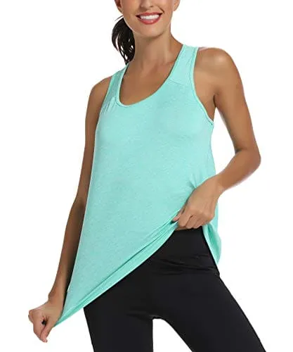 HLXFHB Workout Tank Tops for Women Gym Exercise Athletic Yoga Tops Racerback Sports Shirts Green