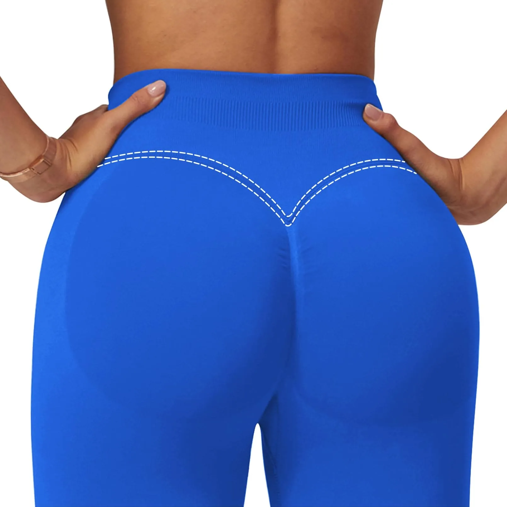 Impact Leggings for Women Seamless Workout Yoga Pants Hidden Scrunch Butt Tummy Control Gym Leggings Mid Low Waist 25" Electric Blue