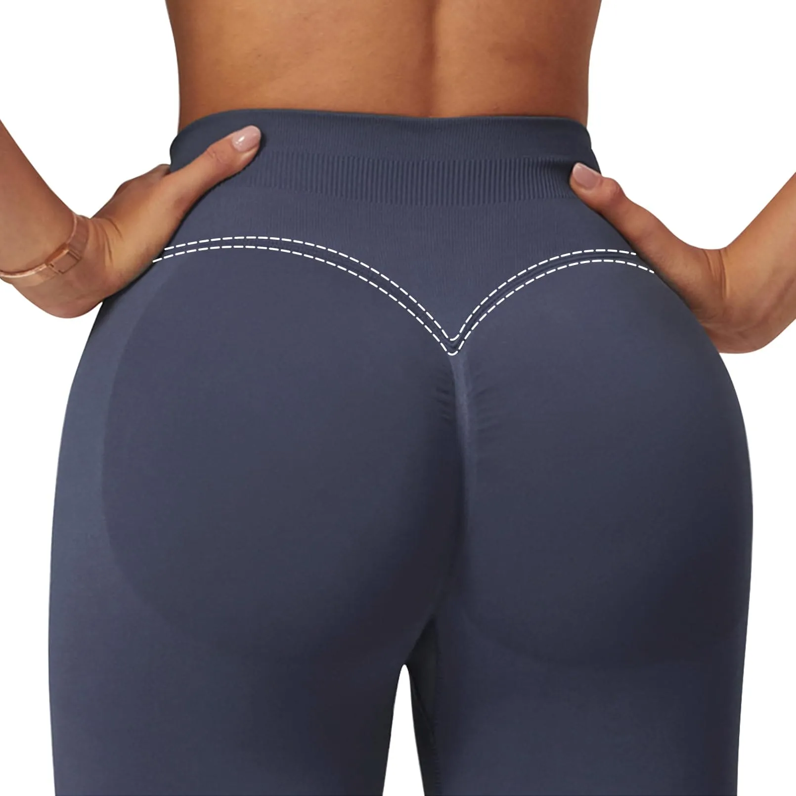 Impact Leggings for Women Seamless Workout Yoga Pants Hidden Scrunch Butt Tummy Control Gym Leggings Mid Low Waist 25" Slate Gray