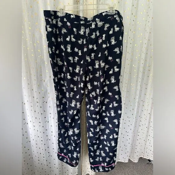 Juicy Couture Dog Print Pajama PJ Set Button Down Elastic Drawstring Waist XL