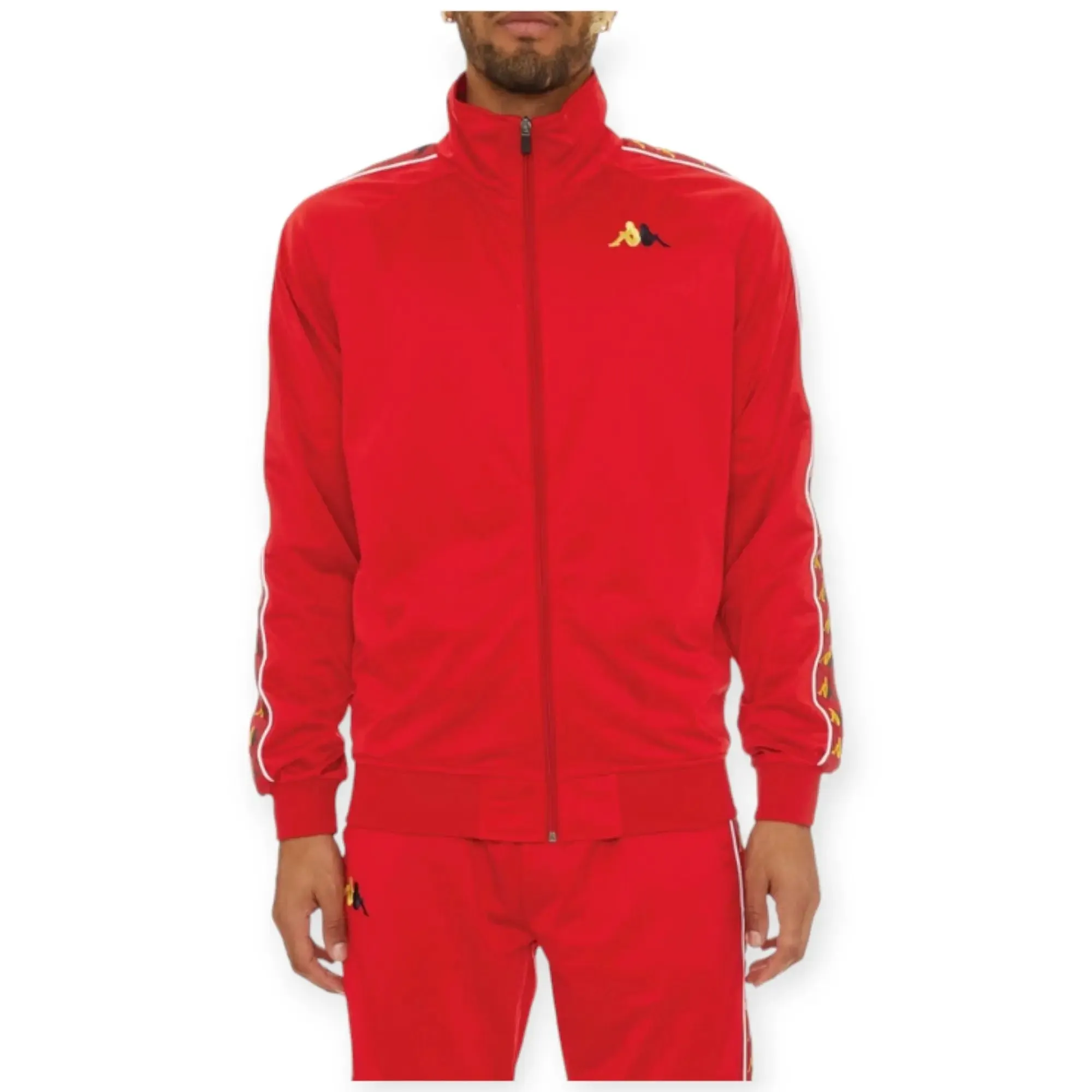 Kappa Men 222 banda carambie Track Jacket (Red,Yellow,Dark Blue)