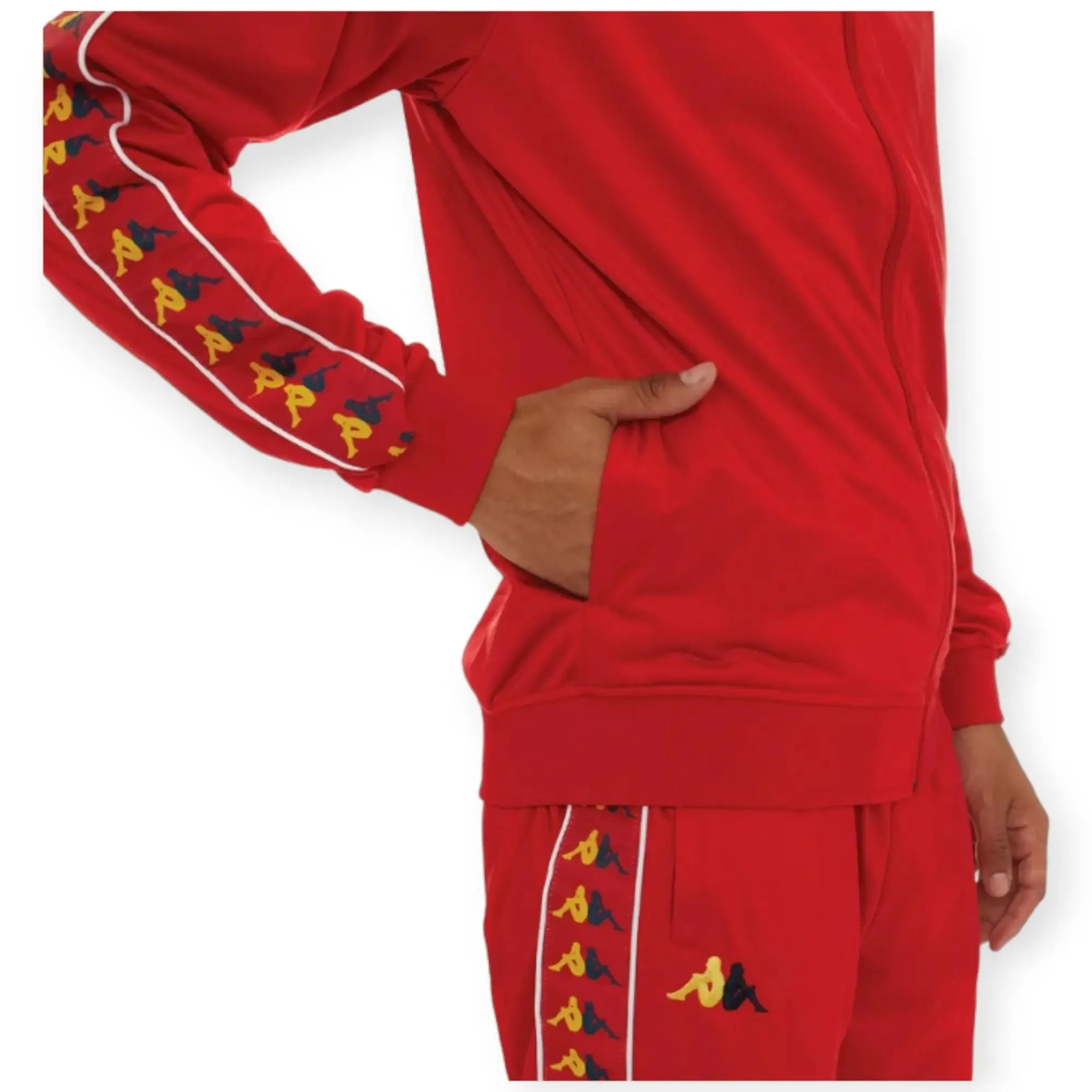 Kappa Men 222 banda carambie Track Jacket (Red,Yellow,Dark Blue)