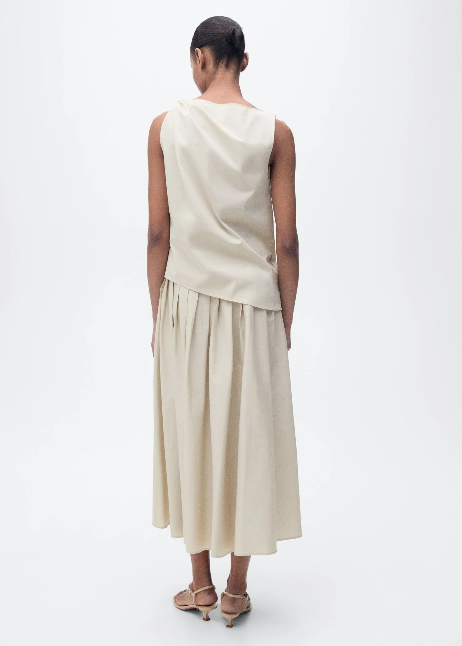 Knotted-hem cotton top