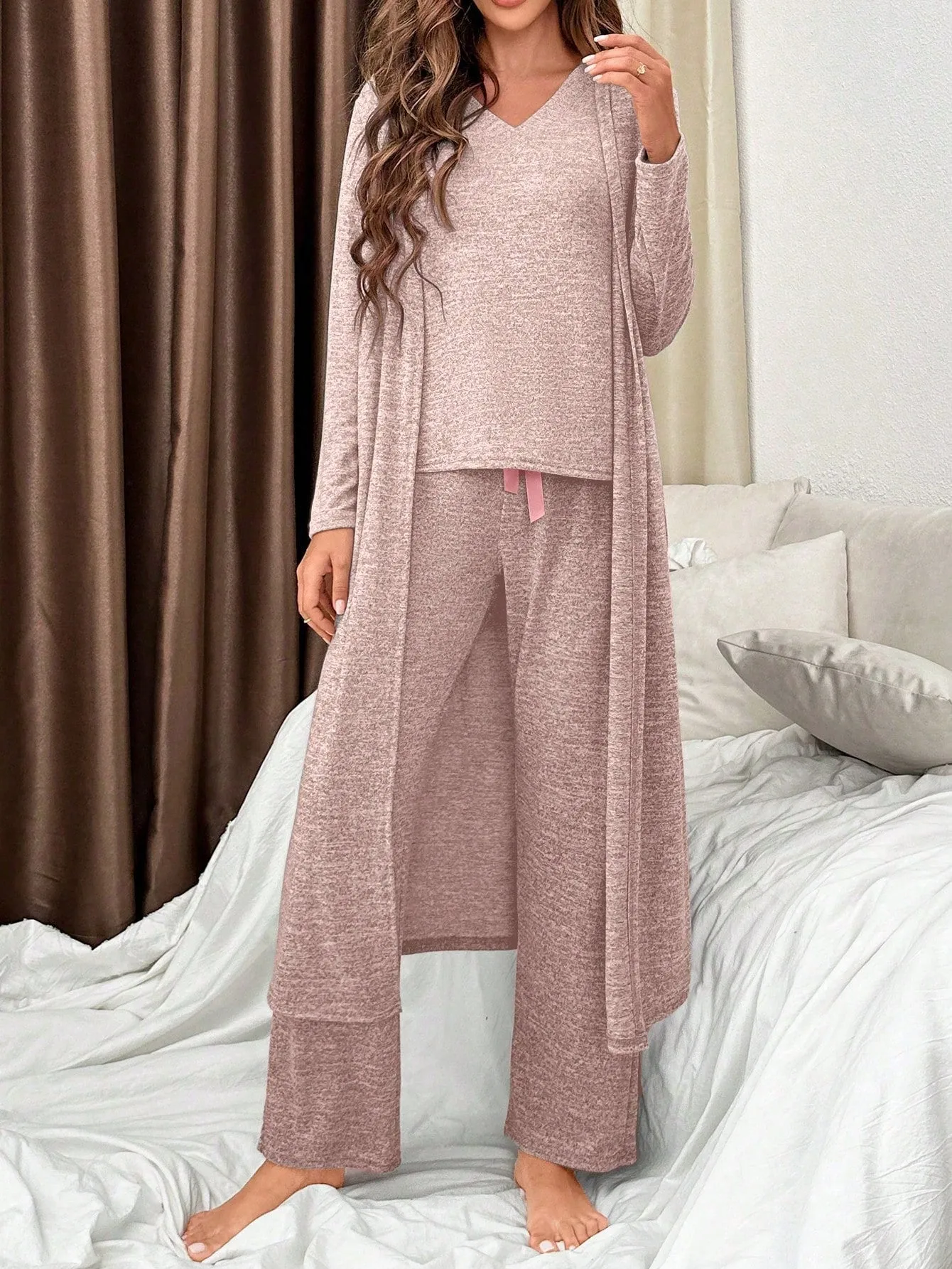 Ladies' Solid Color Home Clothes Set