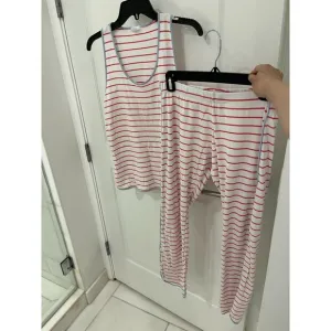 LAKE Pima Cotton Pajama Set Pink Striped Tank Top Pants Sz XS Loungewear