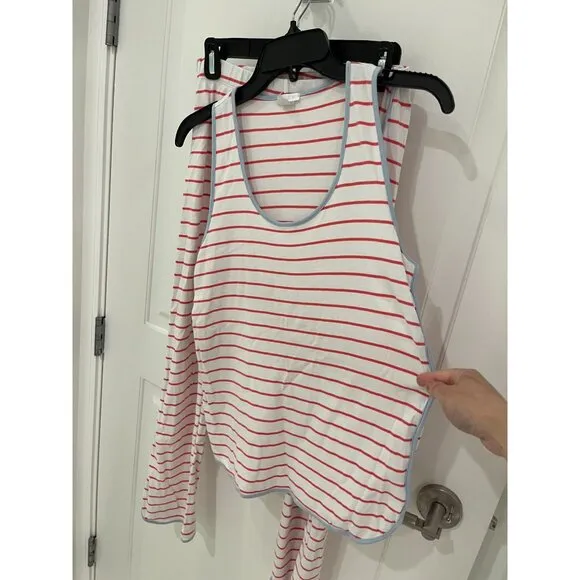 LAKE Pima Cotton Pajama Set Pink Striped Tank Top Pants Sz XS Loungewear